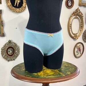 Victoria's Secret Pout Blue Sheer Mesh Ruffle Trim Panty Size Medium